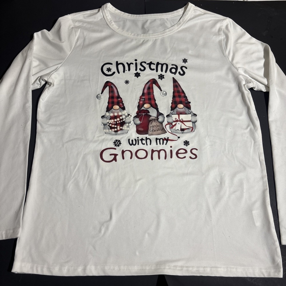Christmas Gnome Women's Long Sleeve T Shirt Merry Christmas Graphic Tee